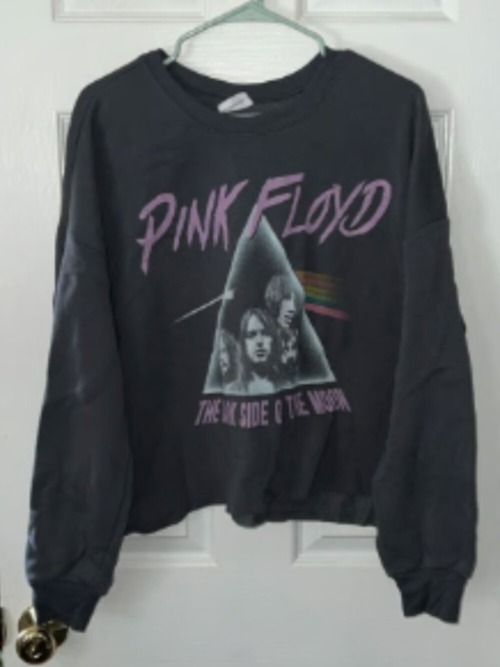 Pink Floyd Graphic Cropped Crew Neck Gray Sweatshirt Size XXL